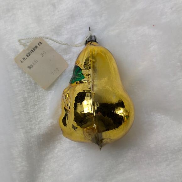 Pear Face Mercury Christmas Ornament Gold Child Antique West Germany Hand Blown - Picture 4 of 11